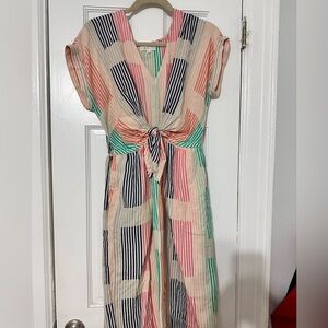 LOFT Lou and Grey Striped Tie-Front Midi Dress